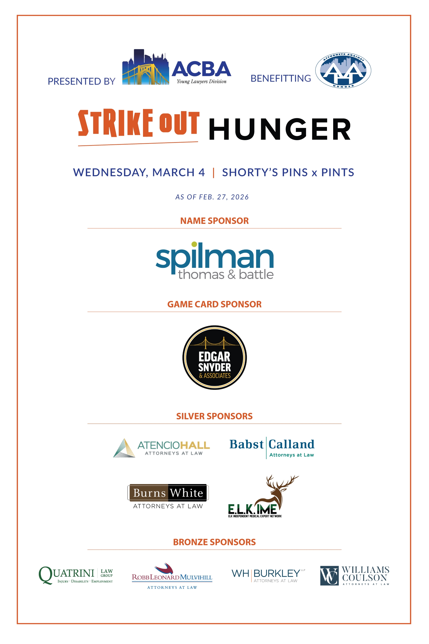 Strike Out Hunger Sponsors