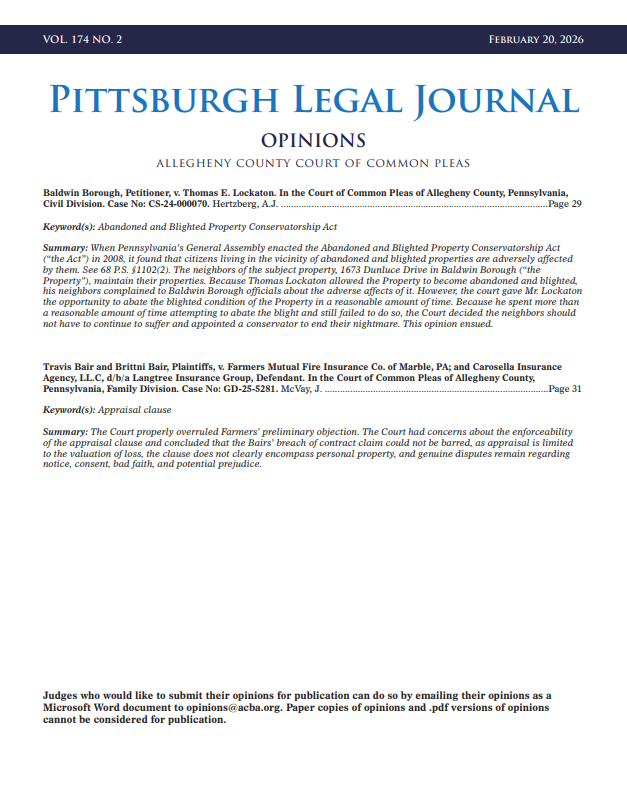 Feb. 20 Edition of PLJ Opinions