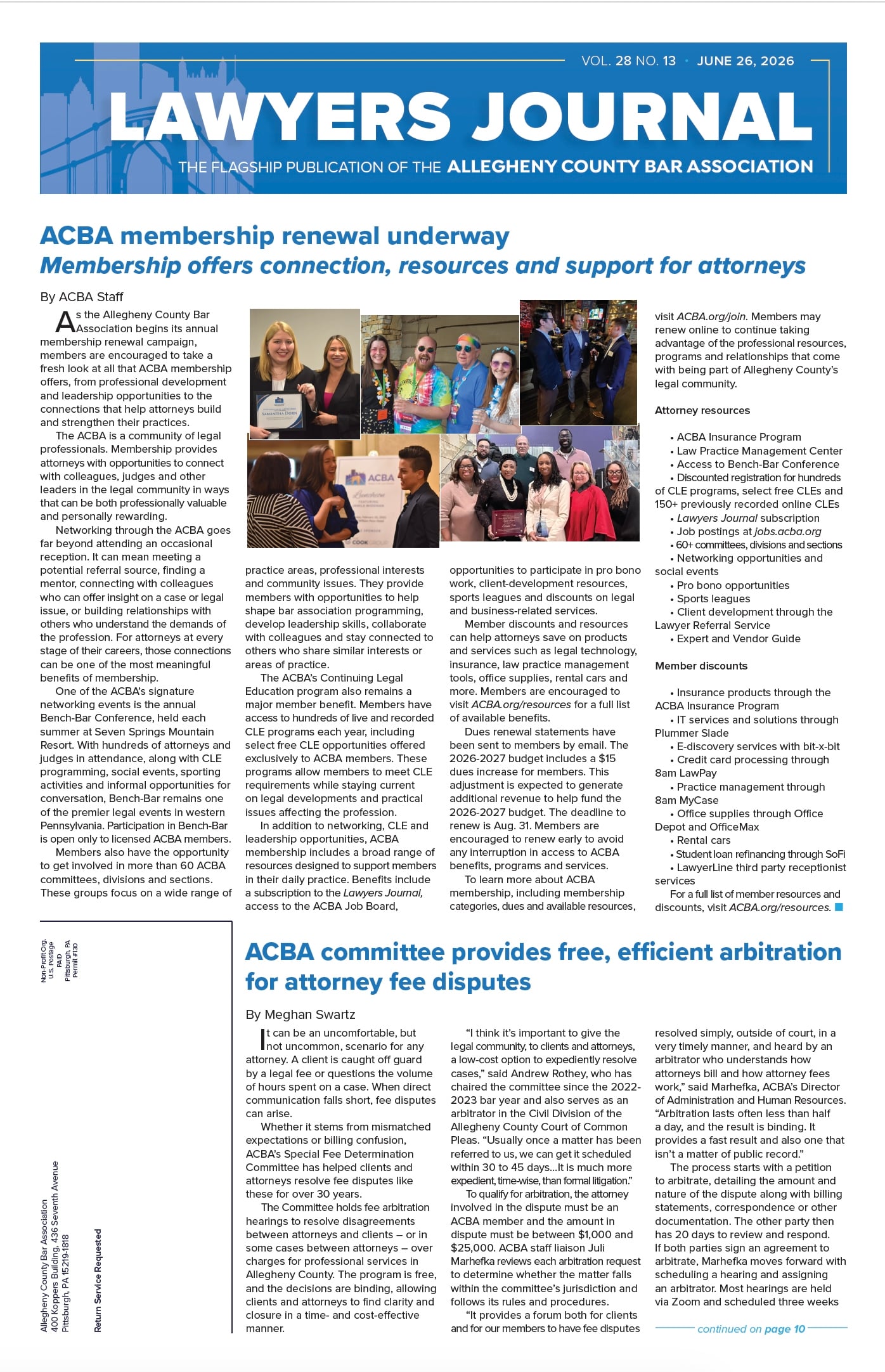 Cover of the June 26 edition of the Lawyers Journal