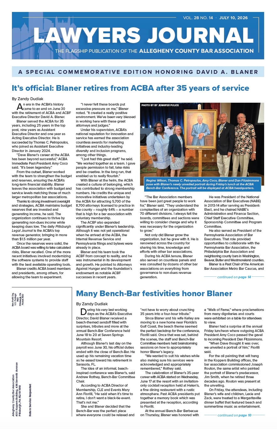 Cover of the July 10 edition of the Lawyers Journal